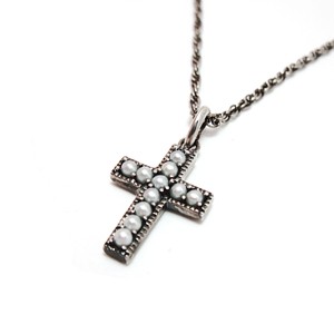 Sterling Silver Cross with Seed Pearls